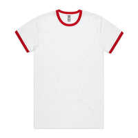 Men's Staple Ringer Tee Shirt | Arena Custom Blanks - Arena Prints - Front - White - Red - White