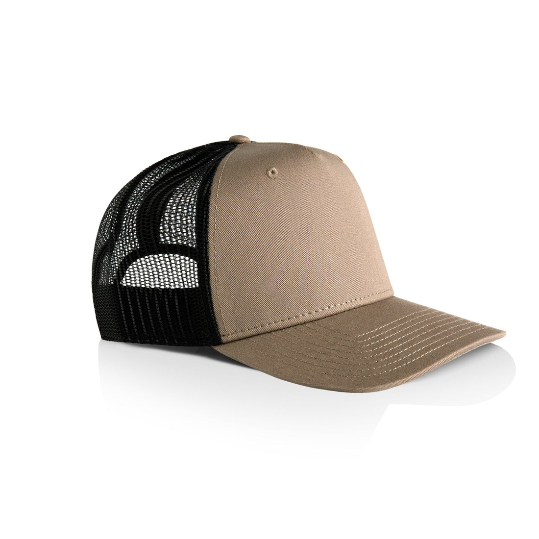 Stock Contrast Cap | Arena Custom Blanks - Arena Prints - Angle - Khaki - Black - Tan
