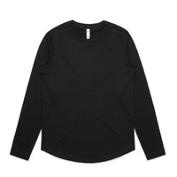 Women's Maple Curve Long Sleeve Tee | Arena Custom Blanks - Arena Prints - Front - Black