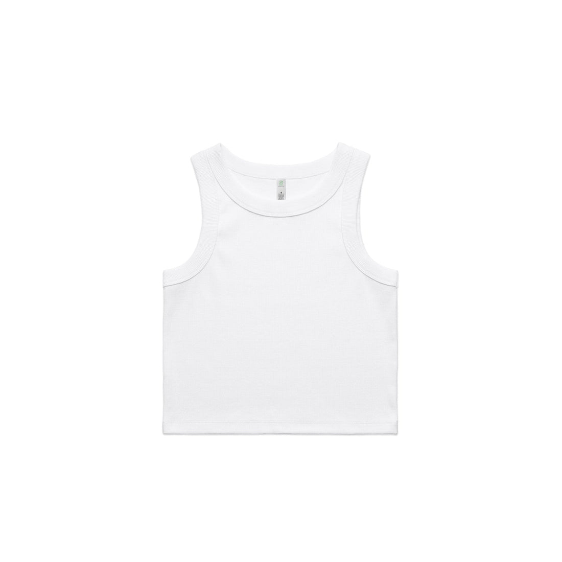 Women's Organic Rib Crop Tank | Arena Custom Blanks - Arena Prints - Front - White