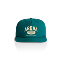 Teal cap with 'Arena Stereo' text on a white background