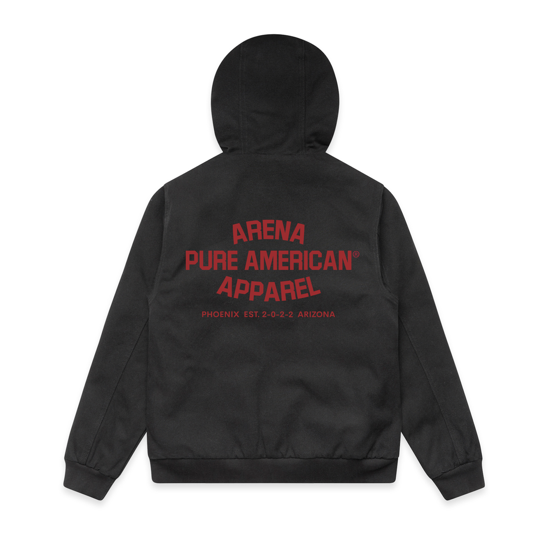 Black Pure American Canvas Bomber Hood Jacket | Arena Apparel
