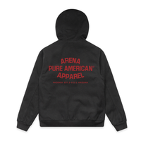 Black Pure American Canvas Bomber Hood Jacket | Arena Apparel