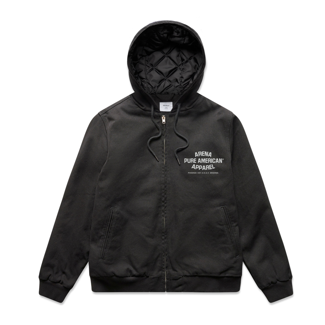 Black Pure American Canvas Bomber Hood Jacket | Arena Apparel