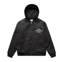 Black Pure American Canvas Bomber Hood Jacket | Arena Apparel