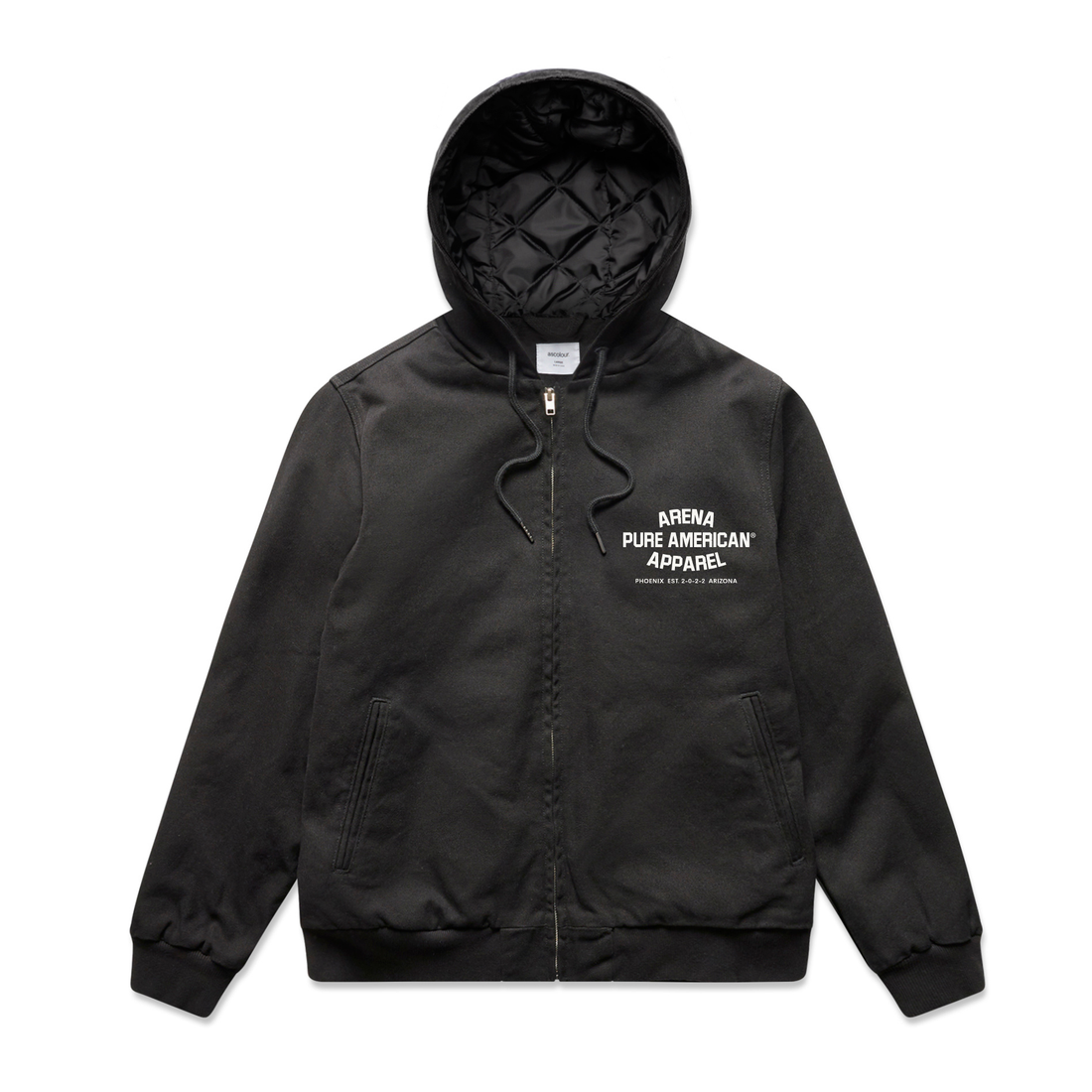 Black Pure American Canvas Bomber Hood Jacket | Arena Apparel