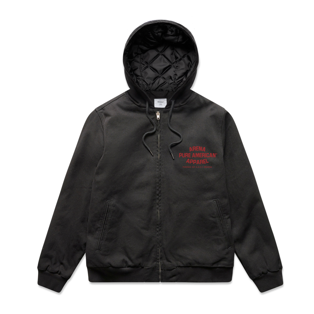 Black Pure American Canvas Bomber Hood Jacket | Arena Apparel