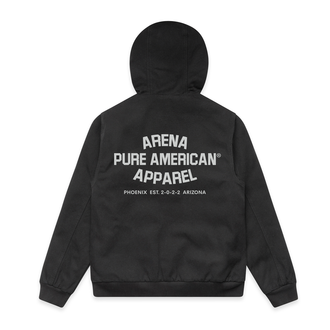 Black Pure American Canvas Bomber Hood Jacket | Arena Apparel