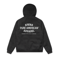 Black Pure American Canvas Bomber Hood Jacket | Arena Apparel