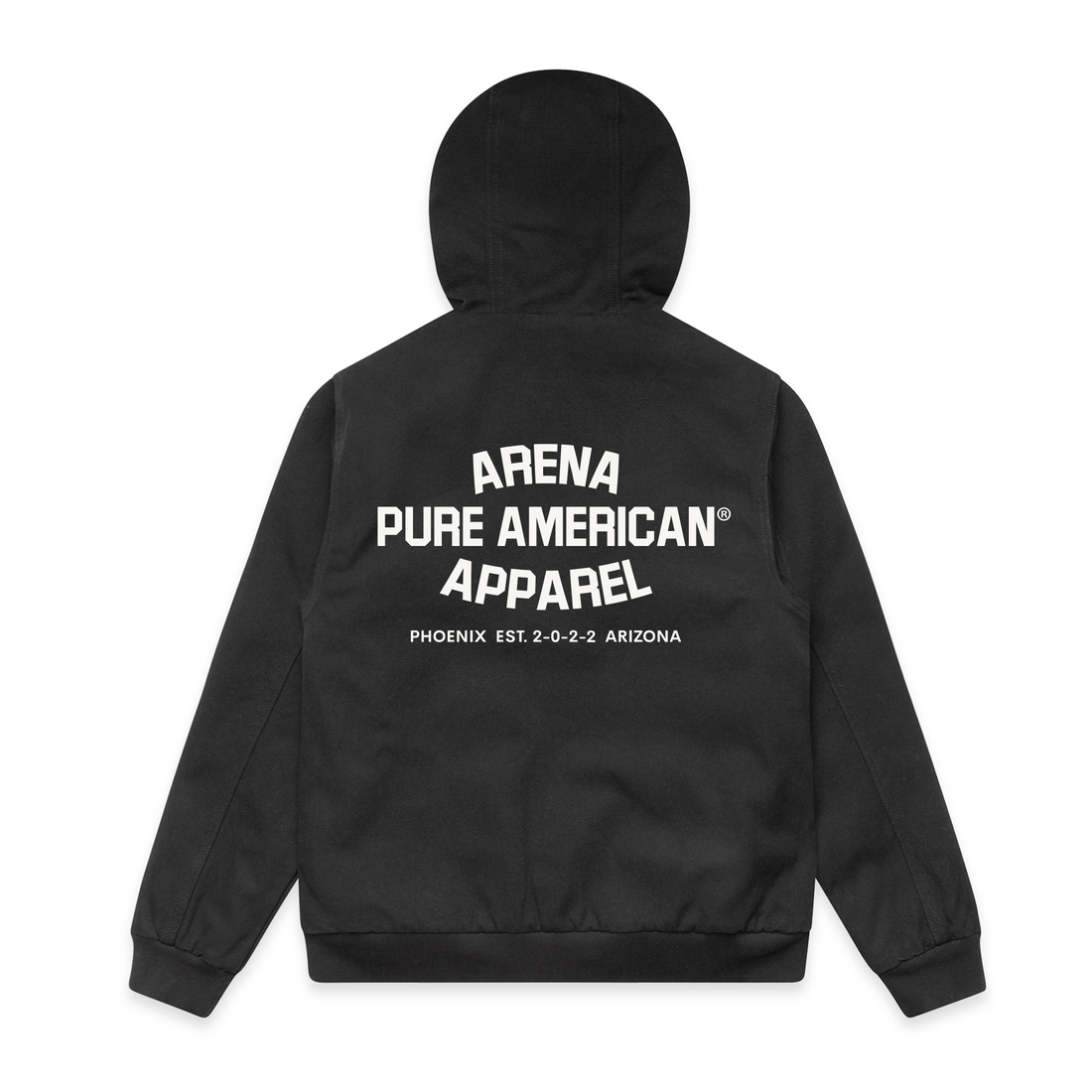 Black Pure American Canvas Bomber Hood Jacket | Arena Apparel