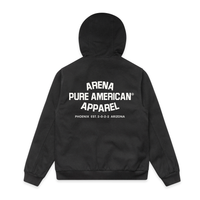 Black Pure American Canvas Bomber Hood Jacket | Arena Apparel
