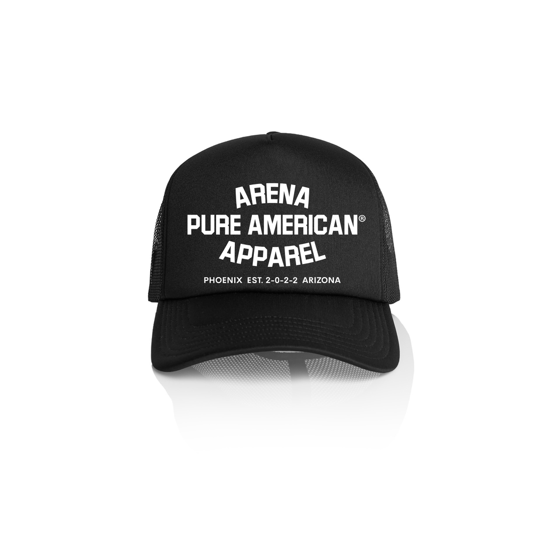 Black Pure American Frame Foam Trucker Cap | Arena Apparel