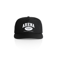 Black cap with 'Arena Stereo' text on a white background