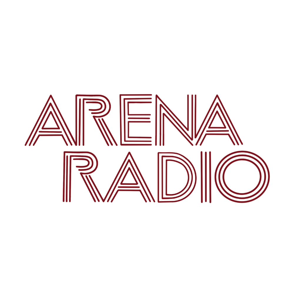 Arena Radio logo with red text on a white background