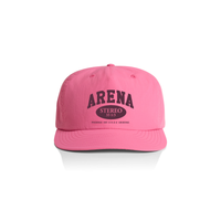 Pink cap with 'Arena' branding on a white background