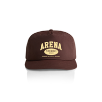 Chestnut Brown cap with 'Arena Stereo' text on a white background