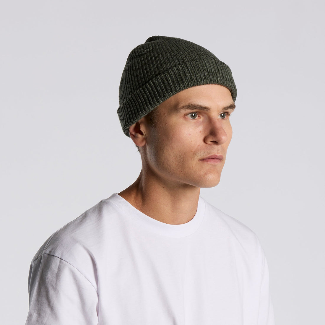Cable Beanie | Arena Custom Blanks - Arena Prints - Modeled Shot - Angle
