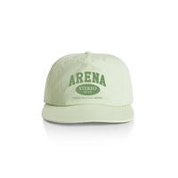 mint green cap with 'Arena Stereo' text on a white background