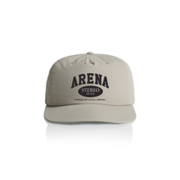 mushroom cap with 'Arena Stereo' logo on a white background