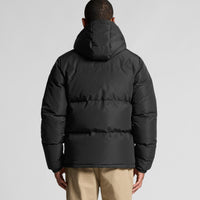 Men's Hooded Puffer Jacket | Arena Custom Blanks - Arena Prints - Modeled Shot - Back