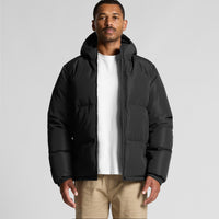 Men's Hooded Puffer Jacket | Arena Custom Blanks - Arena Prints - Modeled Shot - Front