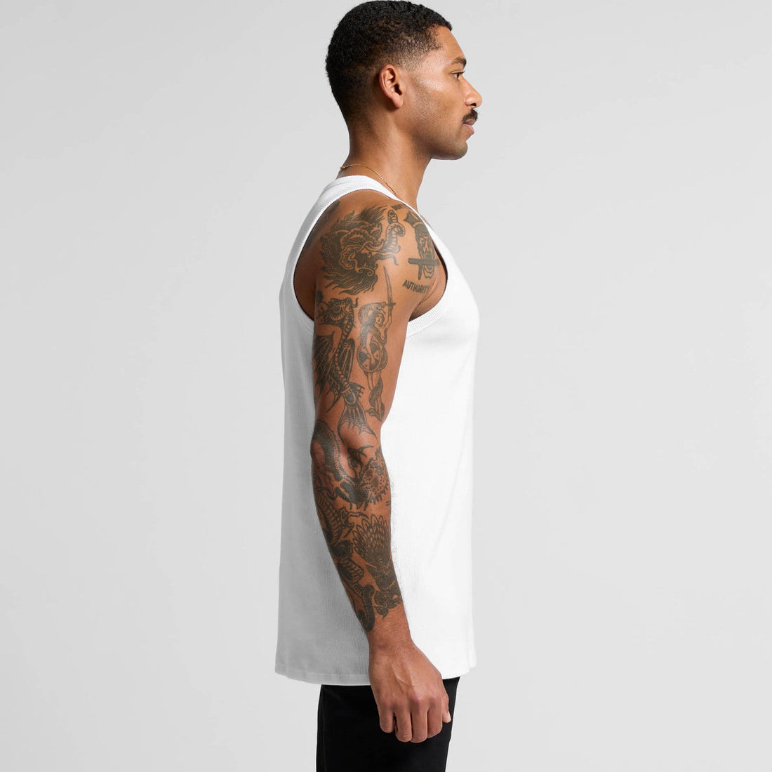 Men's Organic Rib Singlet |Arena Custom Blanks - Arena Prints - Modeled Shot - Side