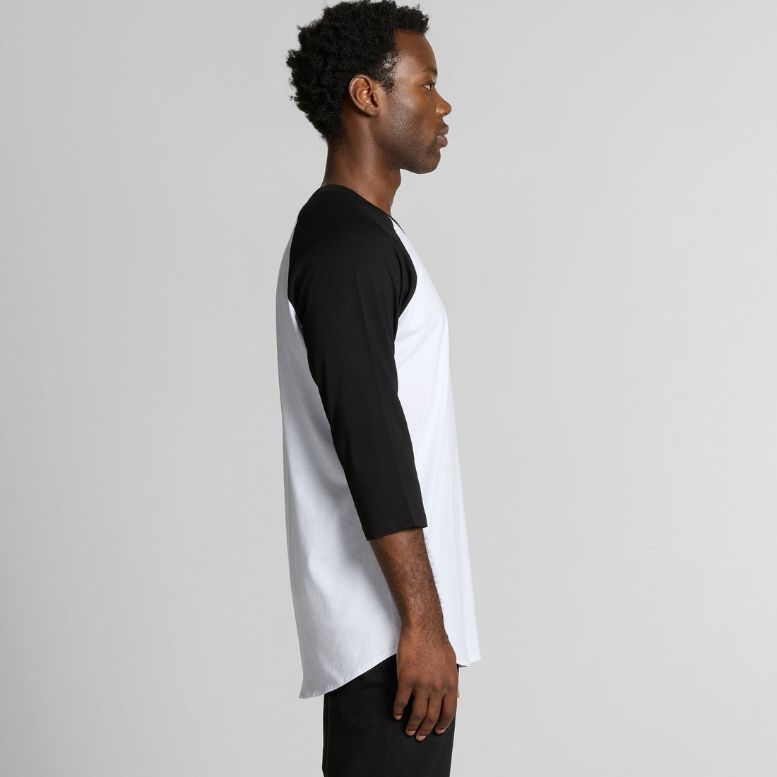 Men's Raglan Tee | Arena Custom Blanks - Arena Prints - Modeled Shot - Side