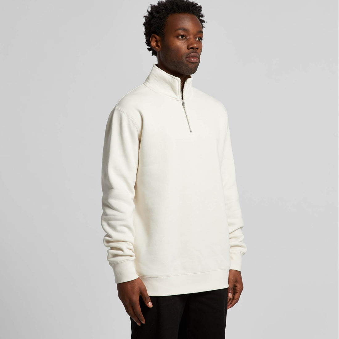 Men's Stencil Half Zip Hoodie | Arena Custom Blanks - Arena Prints - Modeled Shot - Angle