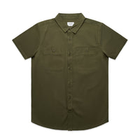 Men's Work Short Sleeve  | Arena Custom Blanks - Arena Prints - Front - Army - Green
