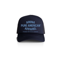 Navy Pure American Frame Foam Trucker Cap | Arena Apparel