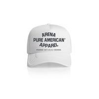 White Pure American Frame Foam Trucker Cap | Arena Apparel