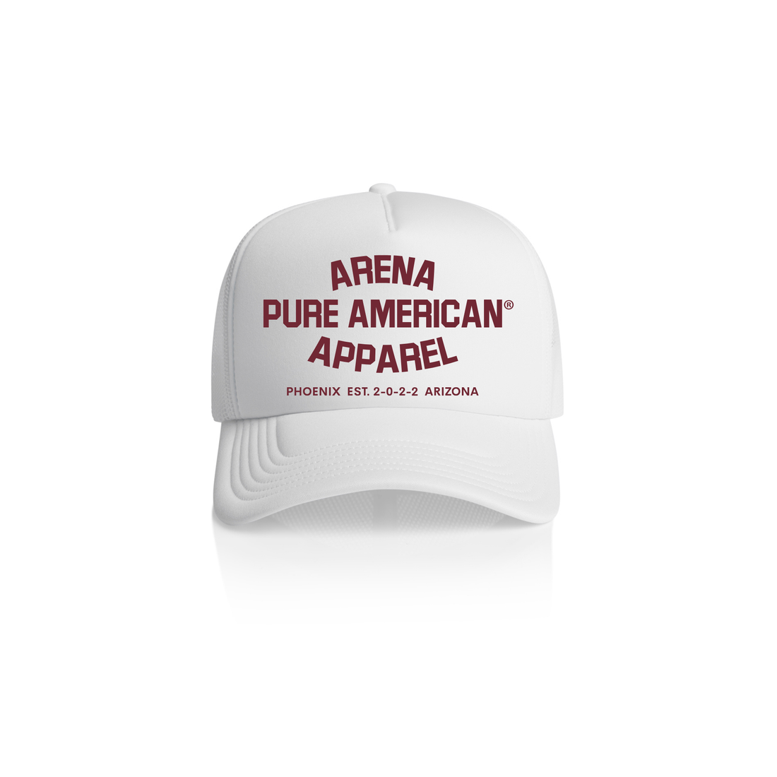 White Pure American Frame Foam Trucker Cap | Arena Apparel