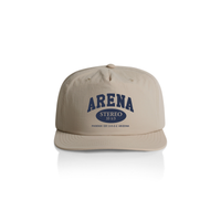 Taupe cap with 'Arena Stereo' logo on a white background