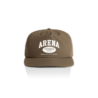 Walnut cap with 'Arena Stereo' logo on a white background