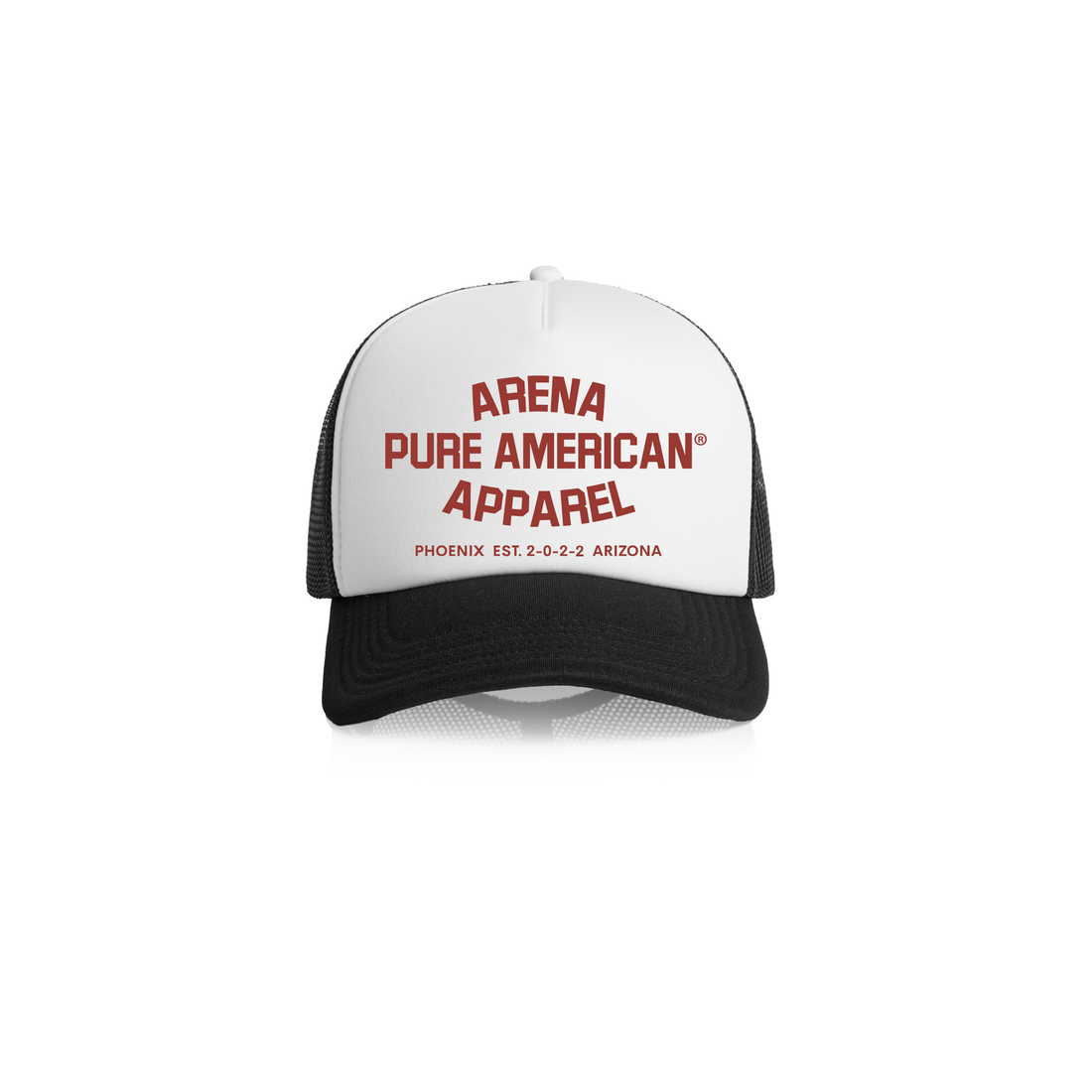 White/Black Pure American Frame Foam 2-Tone Trucker | Arena Apparel
