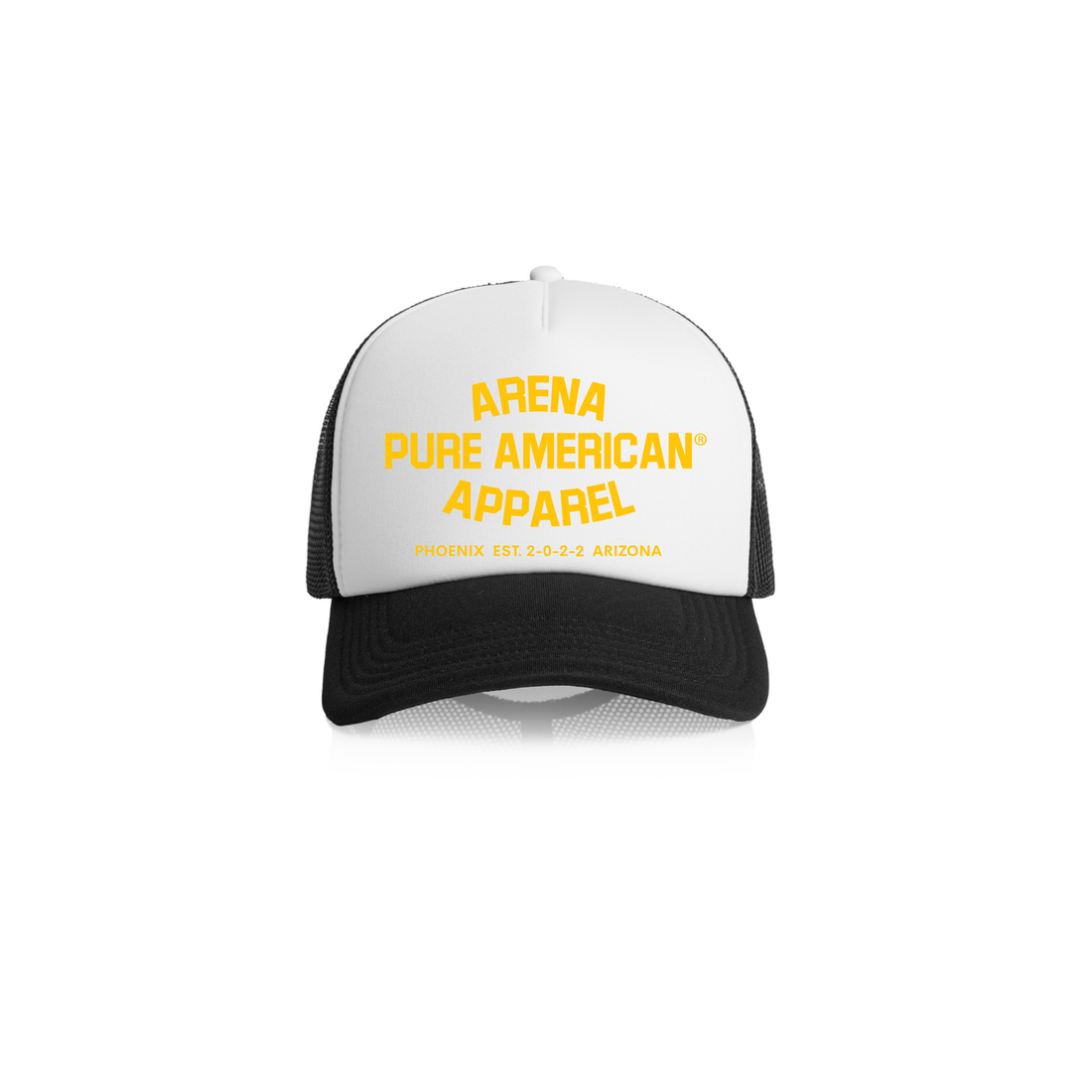 White/Black Pure American Frame Foam 2-Tone Trucker | Arena Apparel