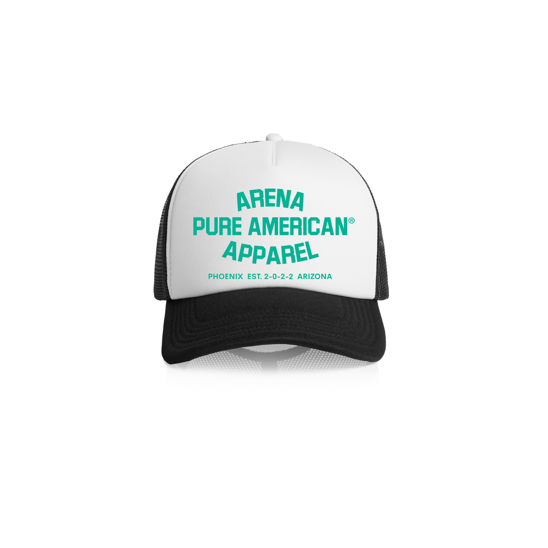 White/Black Pure American Frame Foam 2-Tone Trucker | Arena Apparel