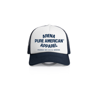 White/Navy Pure American Frame Foam 2-Tone Trucker | Arena Apparel