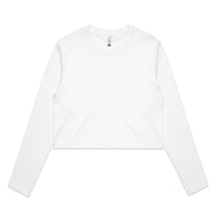 Women's Crop Long Sleeve Tee Shirt | Arena Custom Blanks - Arena Prints - Front - White