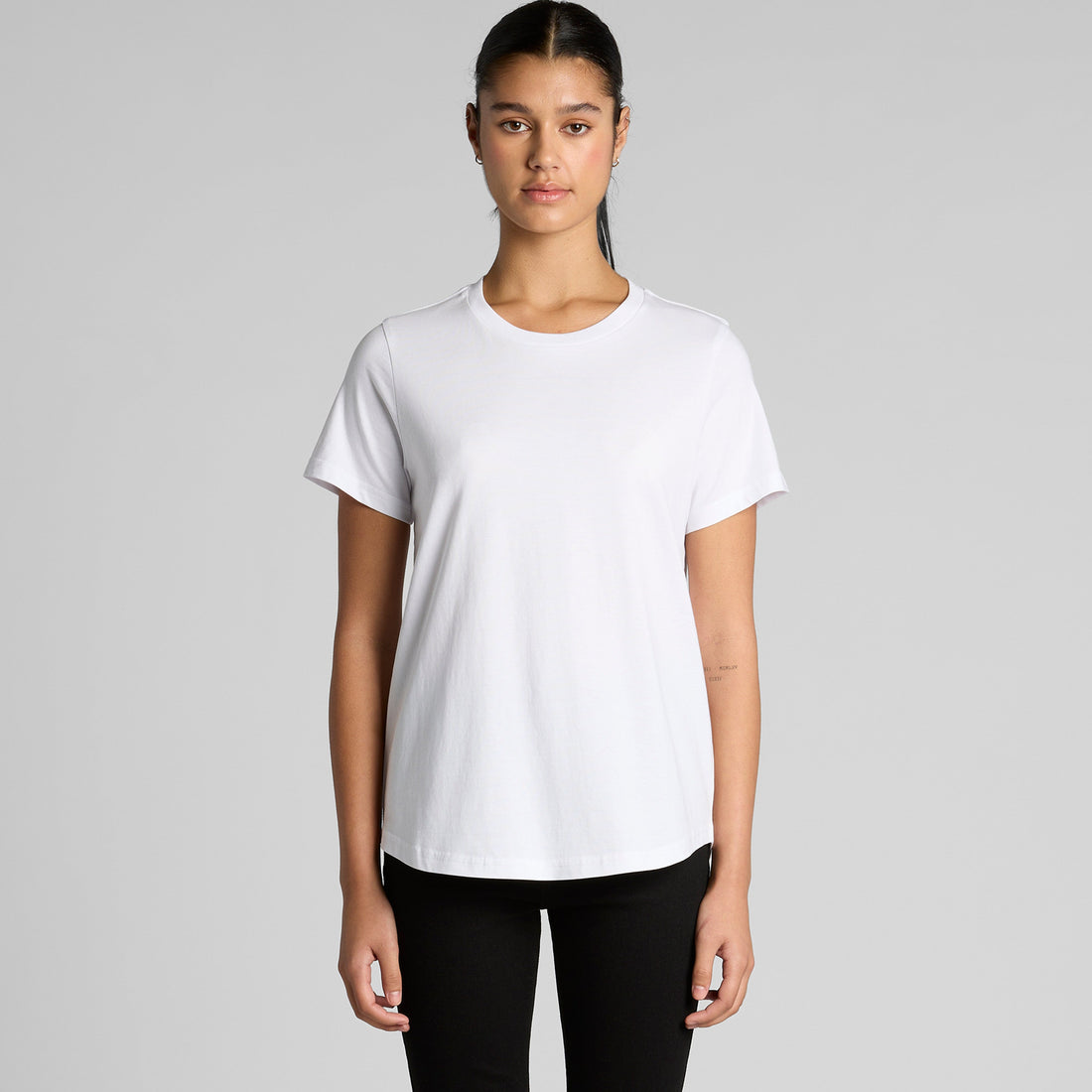 Women's Maple Curve Tee | Arena Custom Blanks - Arena Prints - Modeled Shot - Front 