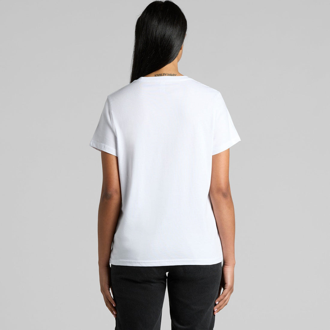 Women's Maple Organic Tee Shirt |Arena Custom Blanks - Arena Prints - Modeled Shot - Back