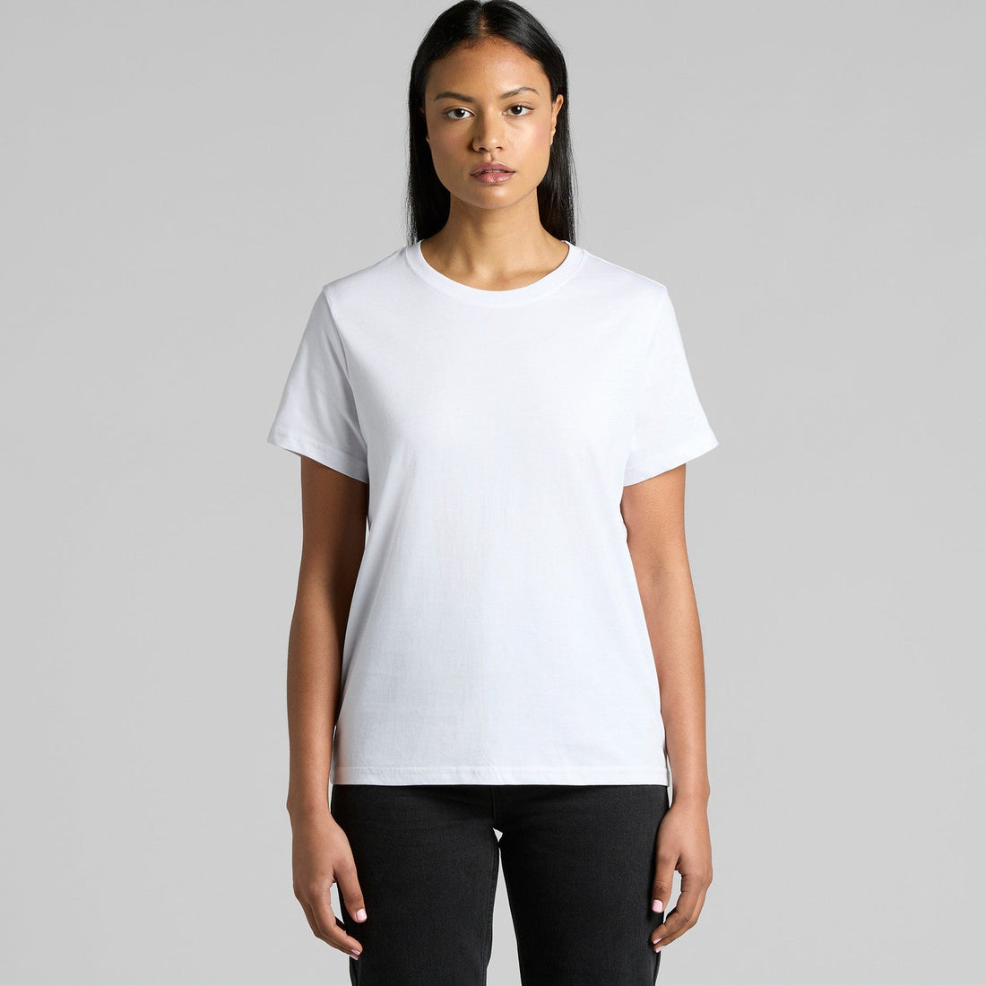 Women's Maple Organic Tee Shirt |Arena Custom Blanks - Arena Prints - Modeled Shot - Front