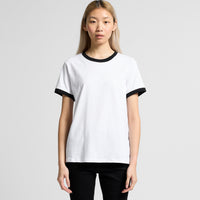 Women's Maple Ringer Tee | Arena Custom Blanks - Arena Prints - Modeled Shot - Front