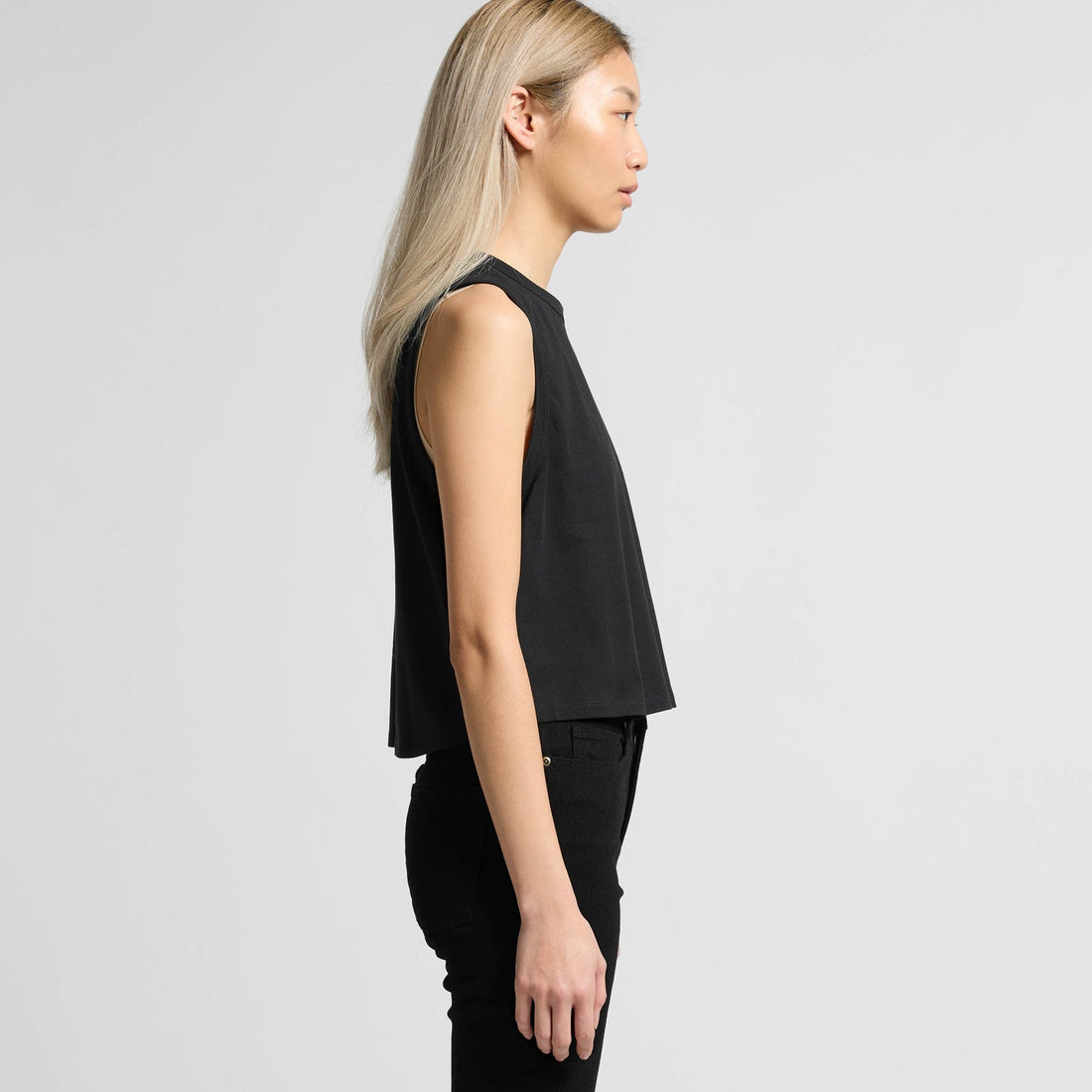 Women's Martina Crop Tank | Arena Custom blanks - Arena Prints - Modeled Shot - Side
