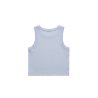 Women's Organic Rib Crop Tank | Arena Custom Blanks - Arena Prints - Back - Powder - Blue