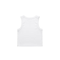 Women's Organic Rib Crop Tank | Arena Custom Blanks - Arena Prints - Back - White