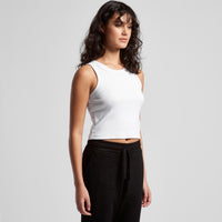 Women's Organic Rib Crop Tank | Arena Custom Blanks - Arena Prints - Modeled Shot - Angle