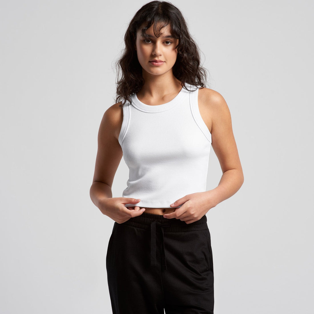 Women's Organic Rib Crop Tank | Arena Custom Blanks - Arena Prints - Modeled Shot - Cover