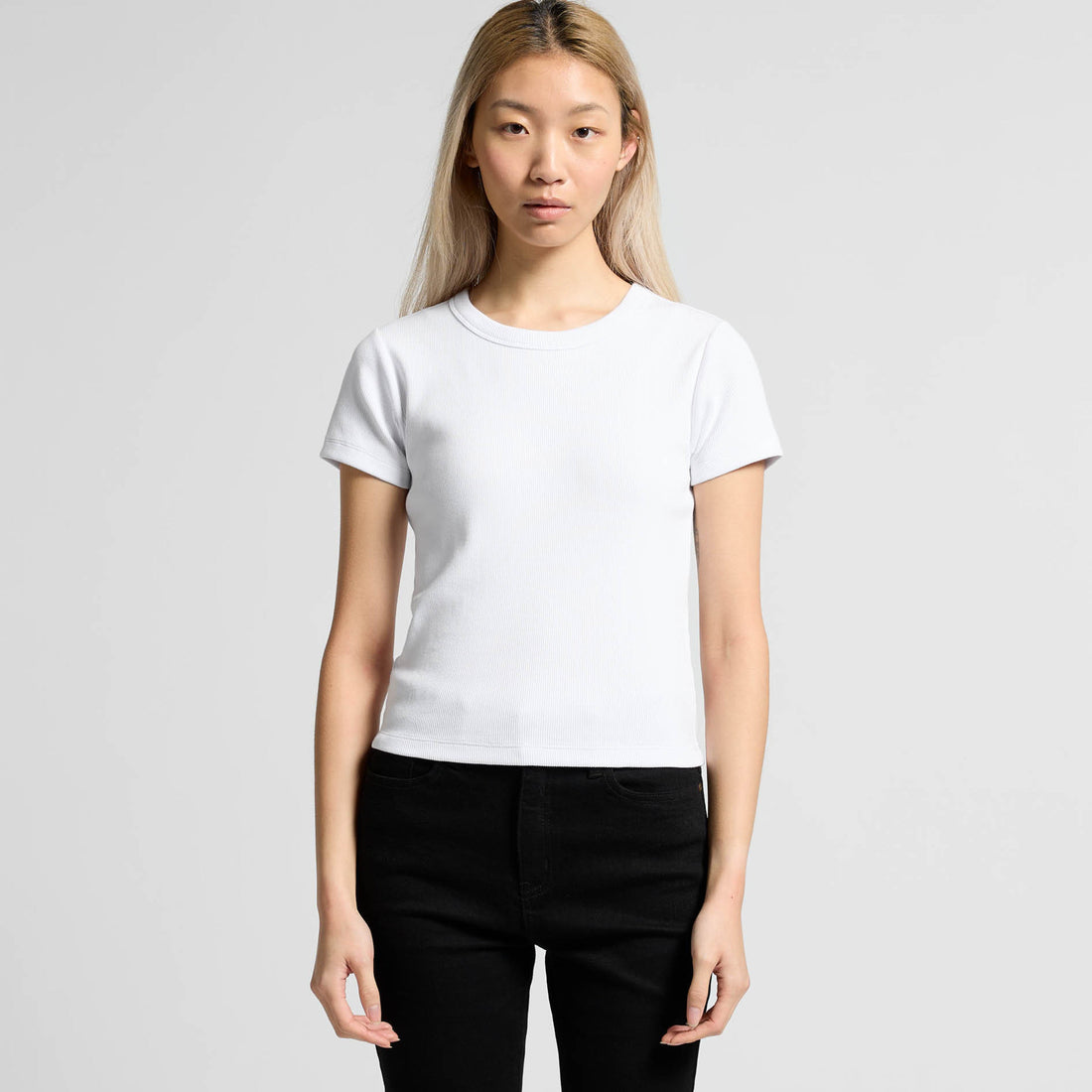 Women's Organic Rib Tee | Arena Custom Blanks - Arena Prints - Modeled Shot - Front