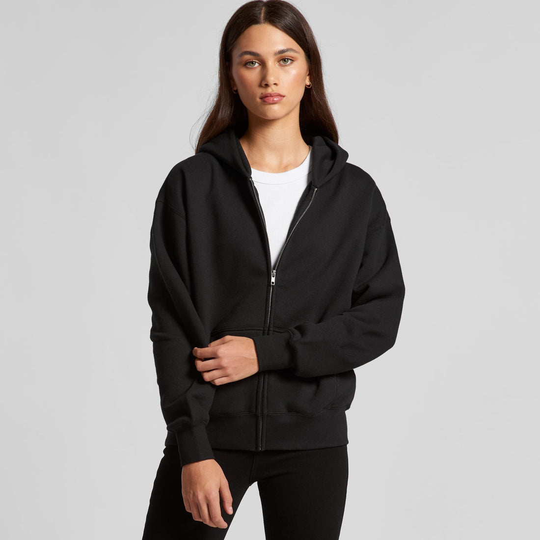 Women's Relax Zip Hoodie |  Arena Custom Blanks - Arena Prints - Modeled Shot - Cover
